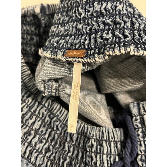 Free People Maxi Dress Womens XL Blue Boho Chic Cottagecore Whimsy Cowgirl - Picture 3 of 15